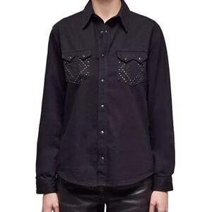 The Kooples Black Studded Button-Down Shirt